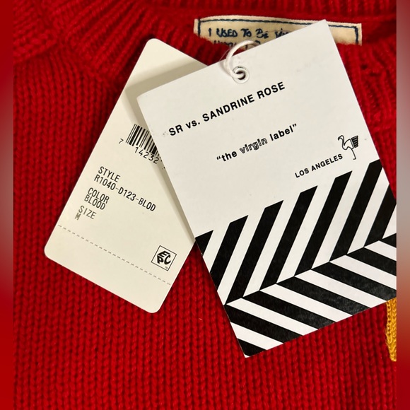 Free People x Sandrine Rose Wool / Cashmere Red & Blue Sweater NWT - Picture 4 of 10